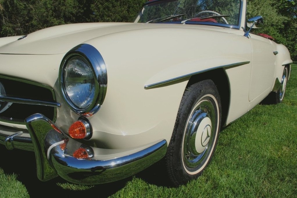 Restored 1959 Mercedes-Benz 190SL in its factory-correct colors, a top-class classic for serious vintage collectors.